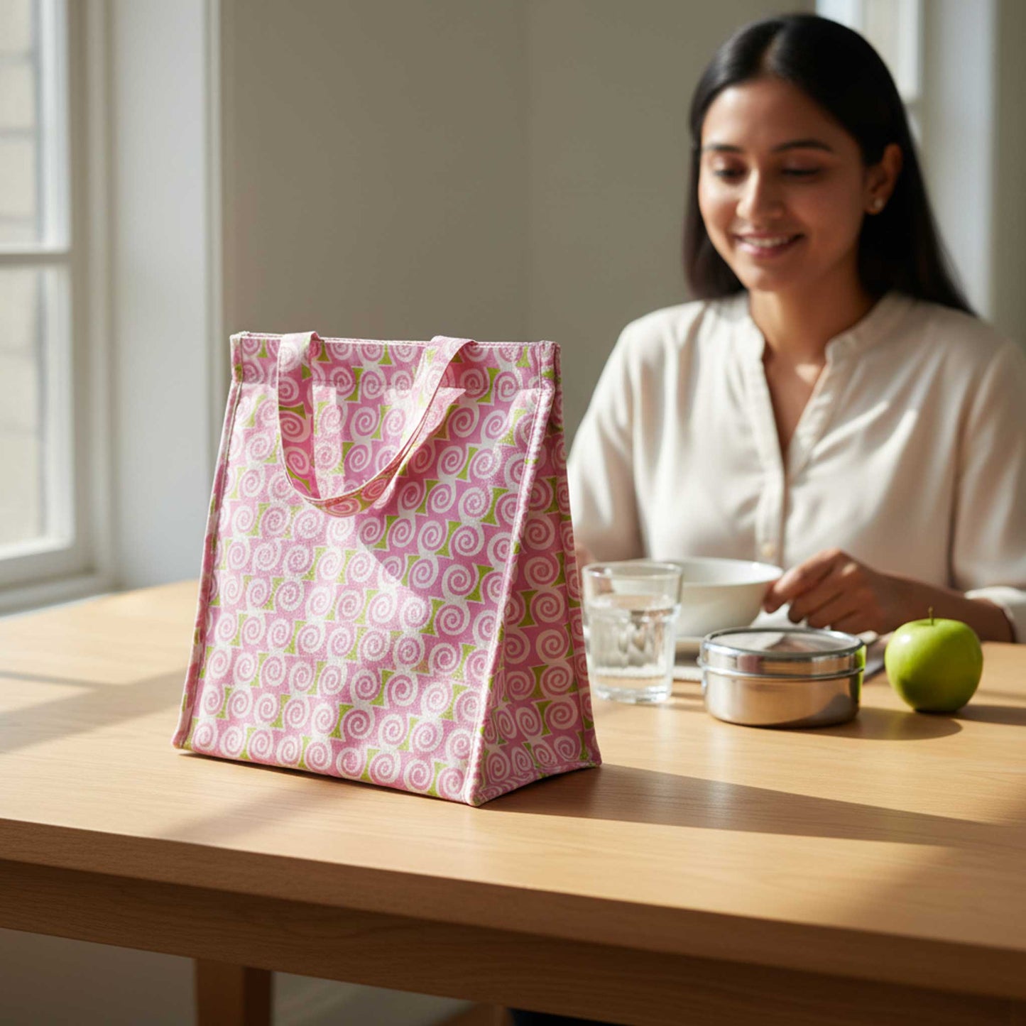 Pink spiral Insulated Lunch Bag | Hot & Cold Food