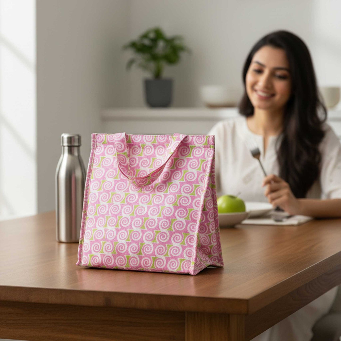 Pink spiral Insulated Lunch Bag | Hot & Cold Food