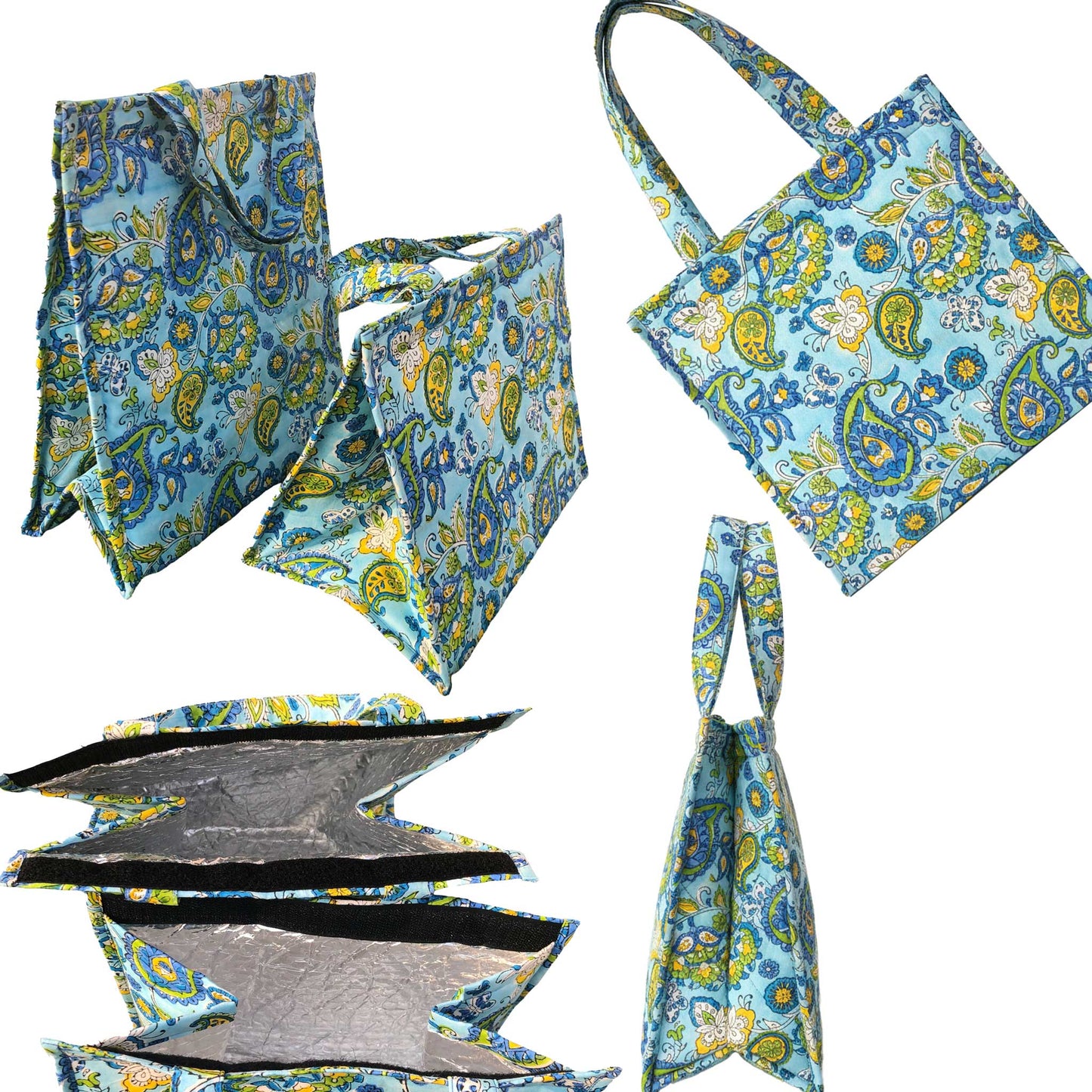 Fresh Lock I Paisley blue Insulated Lunch Bag Hot & Cold Food / Pack of 2