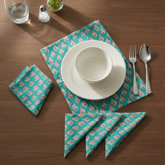 Utsav I Hand Block Print Cotton Napkin Set