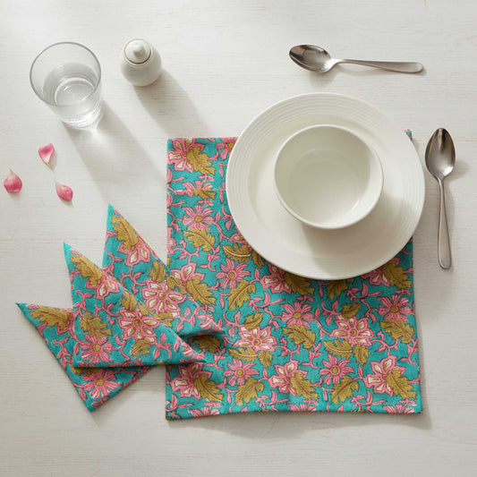 Virasat I Hand Block Print Cotton Napkin Set