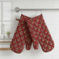 Red Floral I Printed Padded Oven Mitt