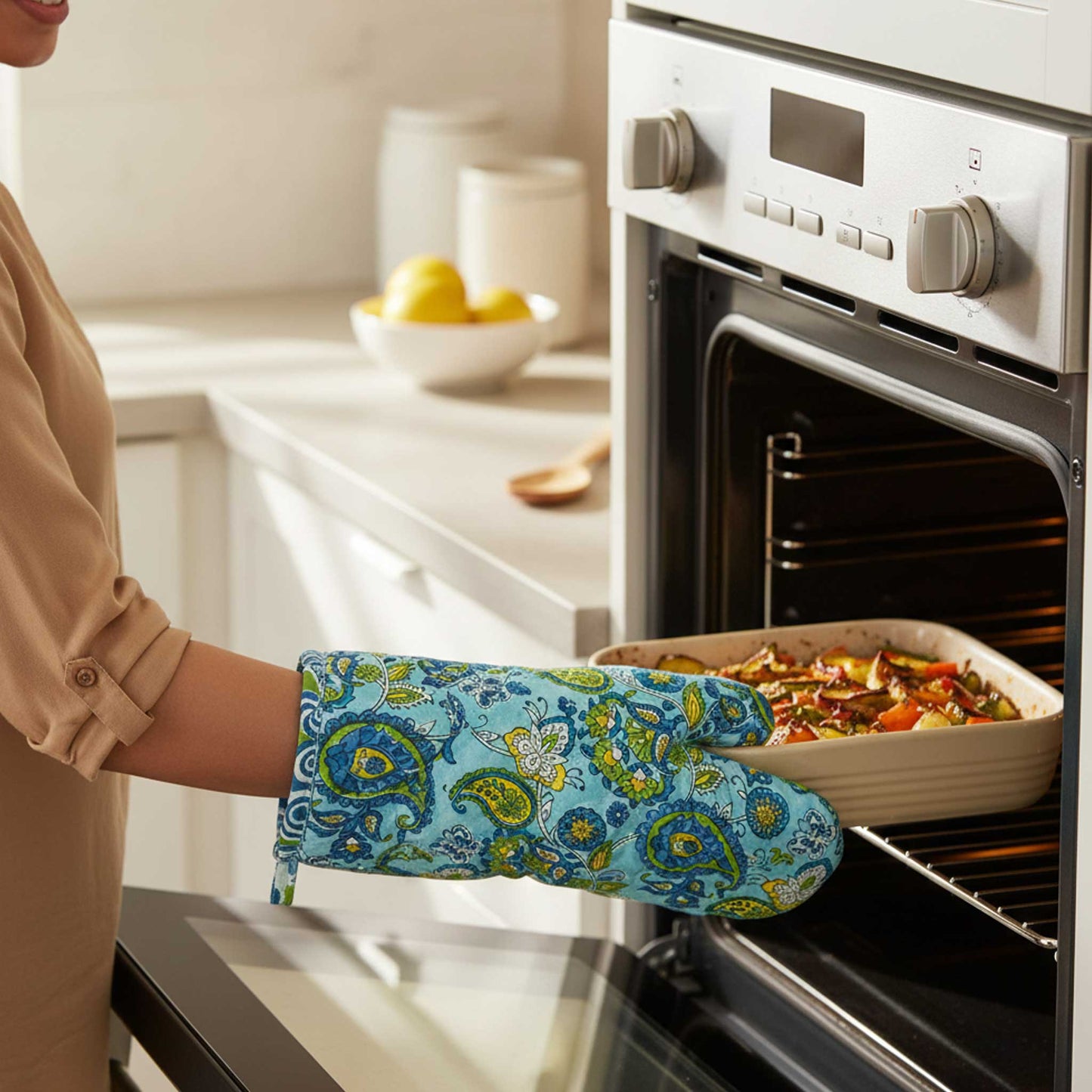 Blue Paisley I Printed Padded Oven Mitt