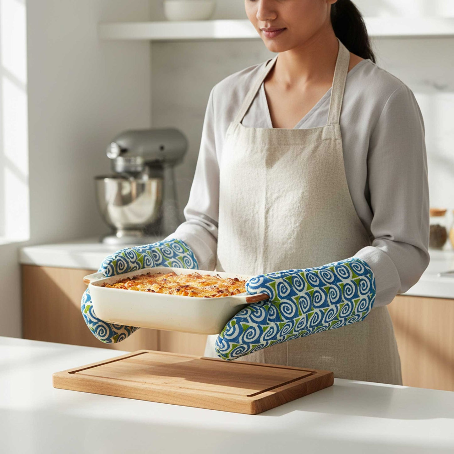 Blue Swirl I Printed Padded Oven Mitt