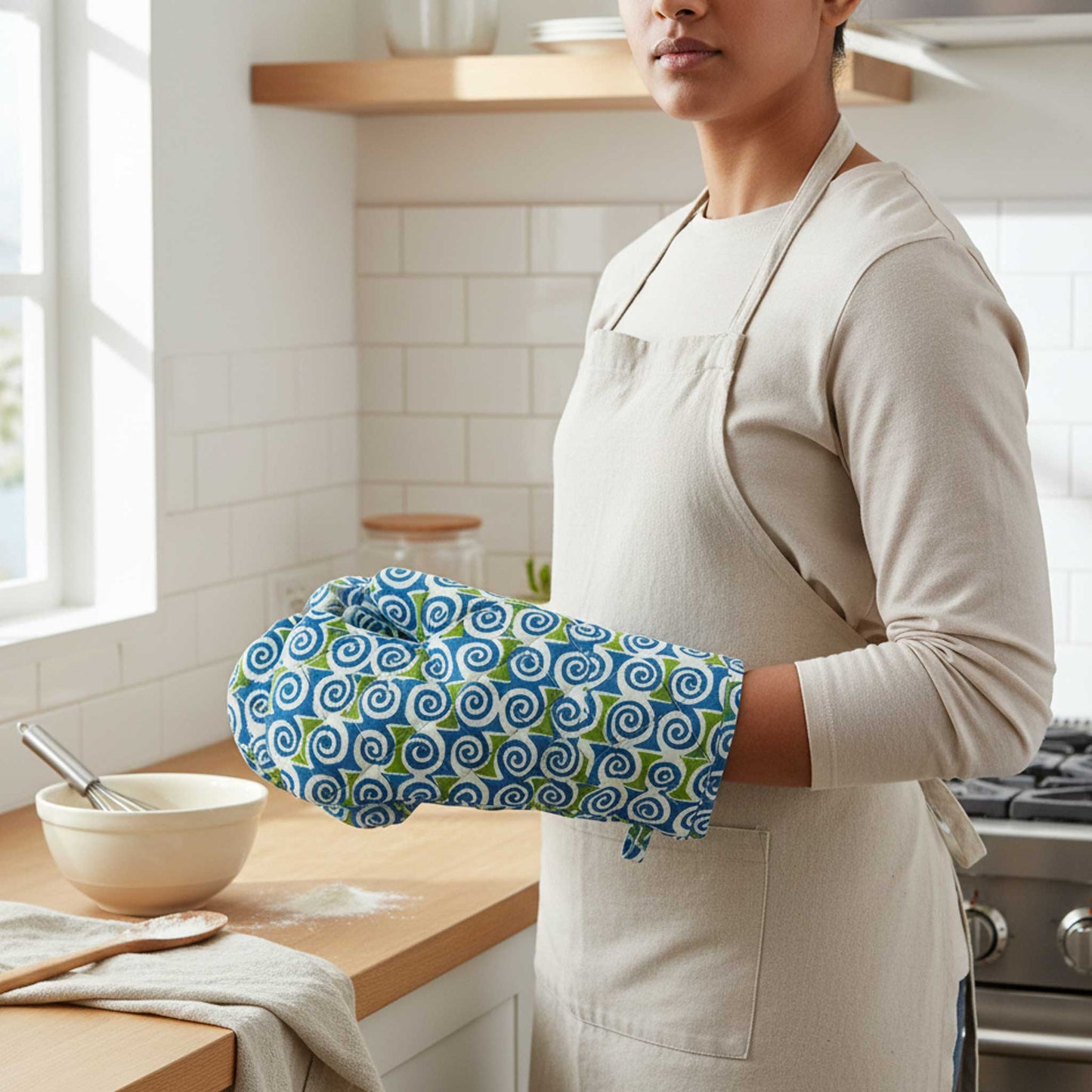 Blue Swirl I Printed Padded Oven Mitt