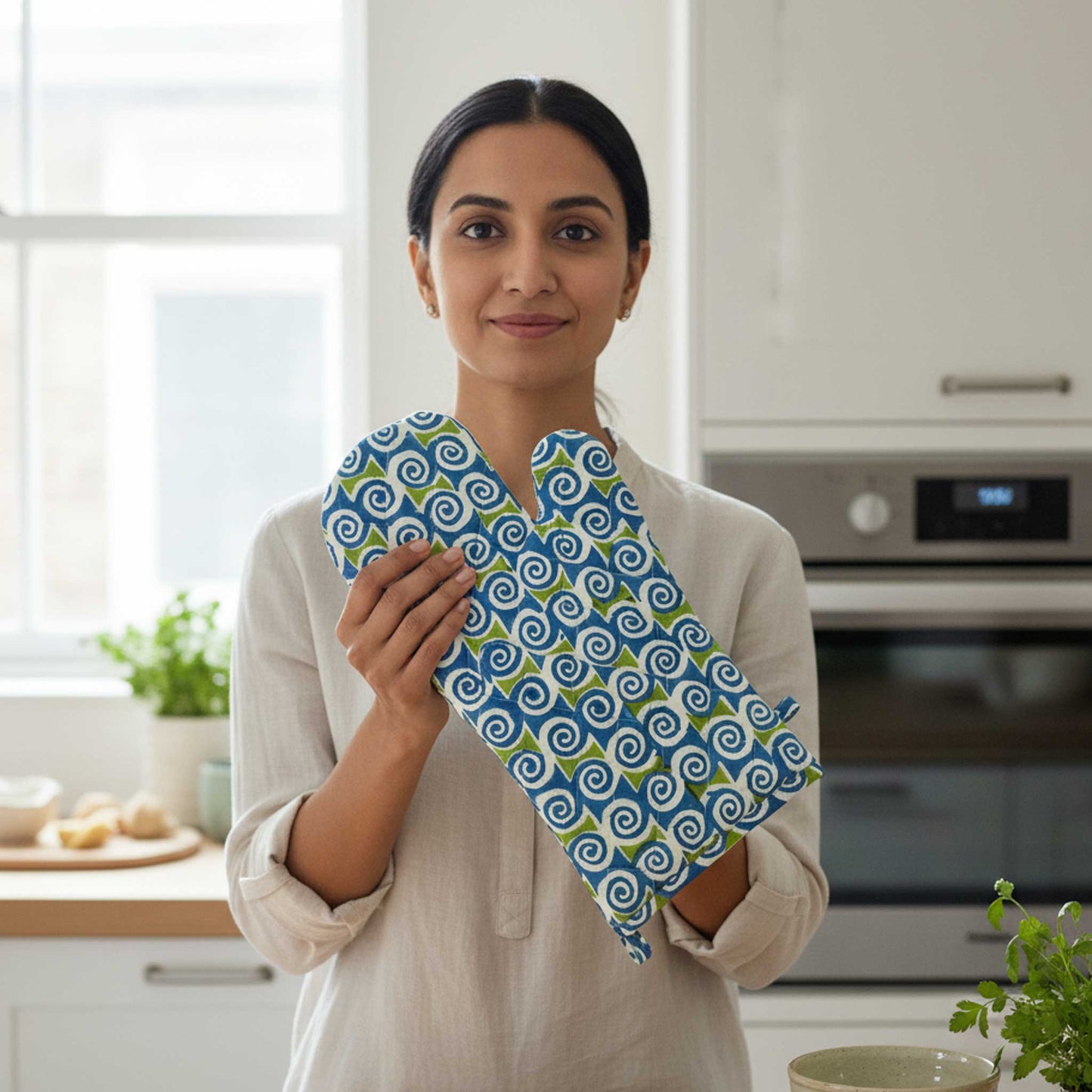 Blue Swirl I Printed Padded Oven Mitt