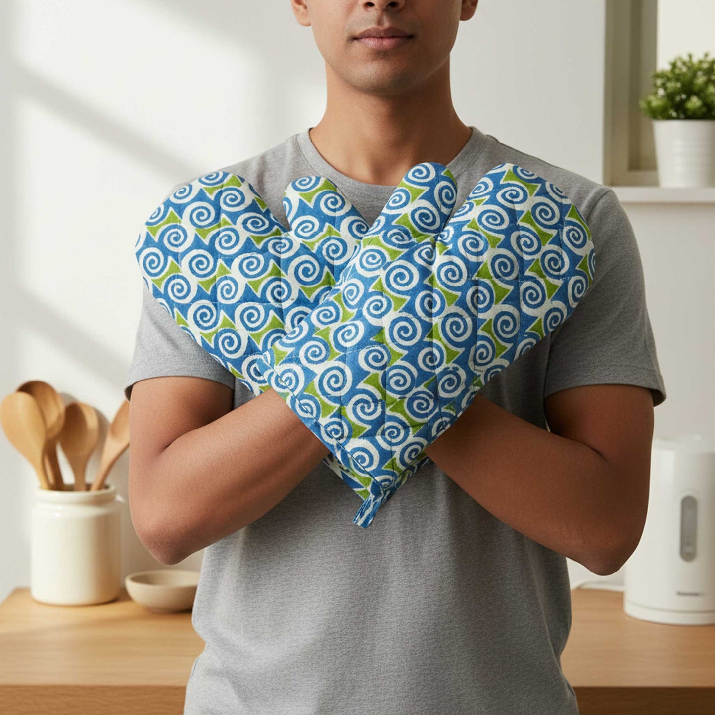 Blue Swirl I Printed Padded Oven Mitt