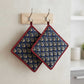 Blue Floral I Printed  Quilted Pot Holder Set / 2 pack