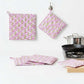 Pink White Swirl I Printed  Quilted Pot Holder Set / 2 pack