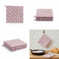 Pink White Swirl I Printed  Quilted Pot Holder Set / 2 pack