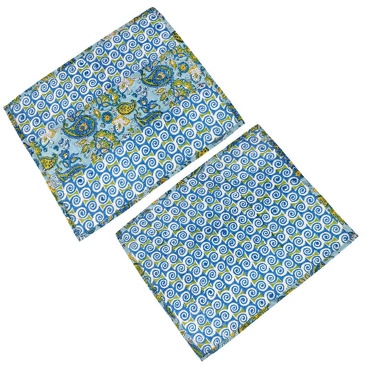 Blue spiral Cotton Reversible Dining Placemats Set of 4