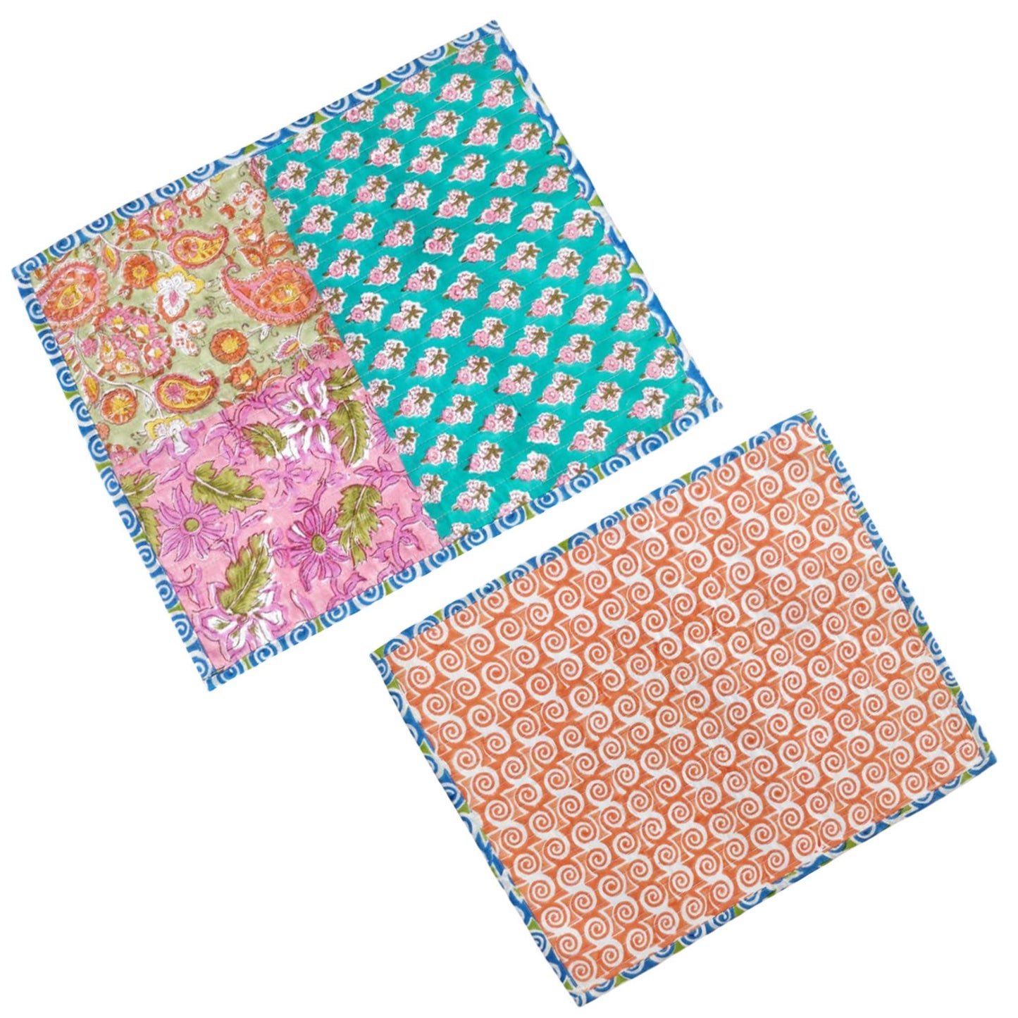 Multi spiral Cotton Reversible floral Dining Placemats Set of 4