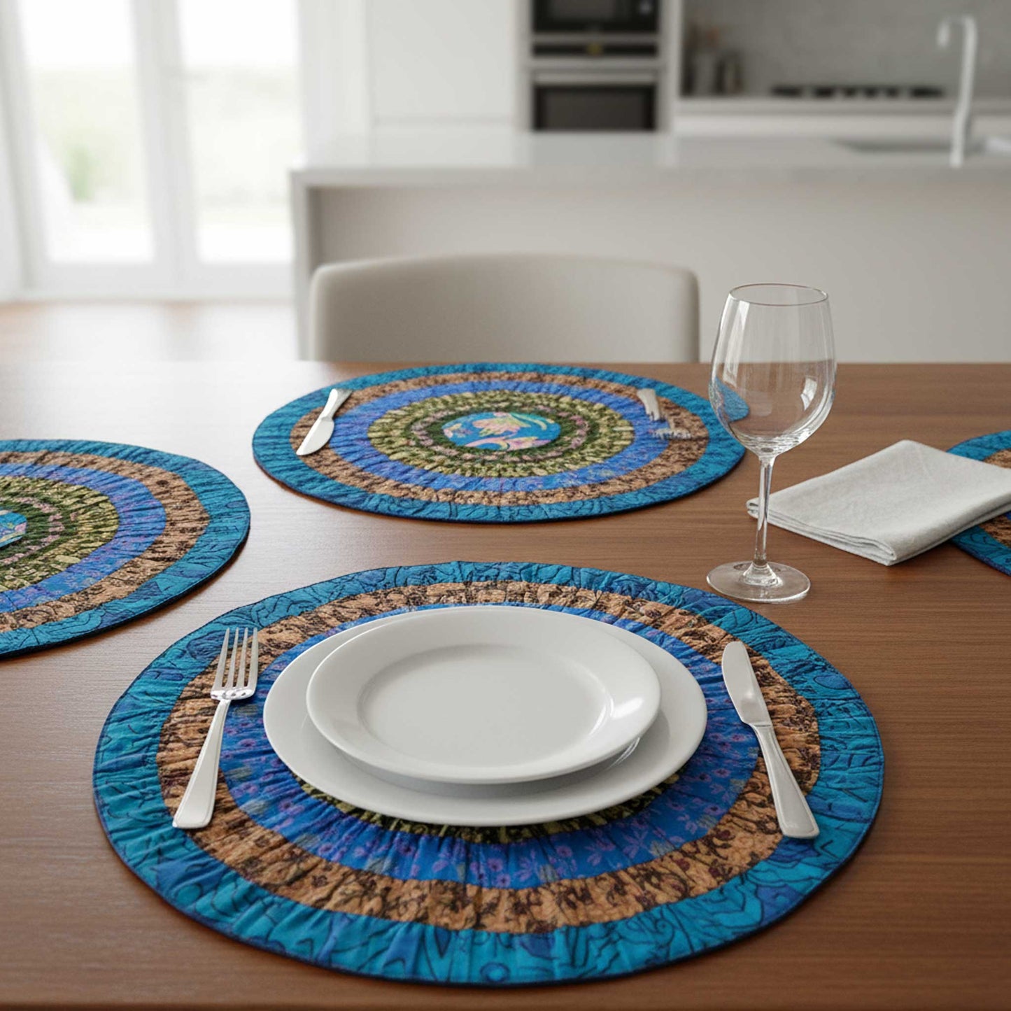 Anaya I Eco-Friendly Silk Scrap Round Placemats / Pack of 2