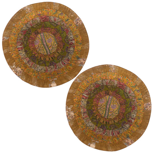 Tara I Eco-Friendly Silk Scrap Round Placemats / Pack of 2