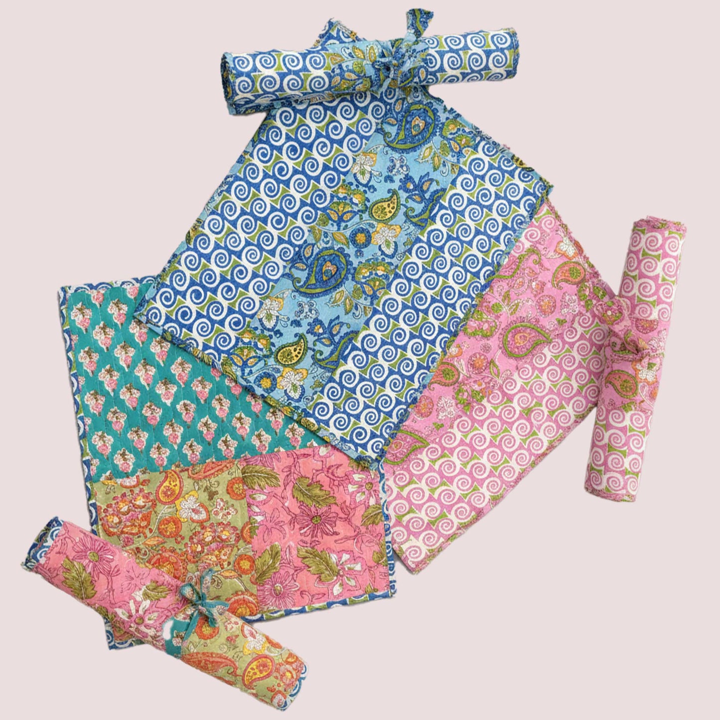 Assorted Design I Reversible Hand Block Print Cotton Placemats Set ( 12 pcs )