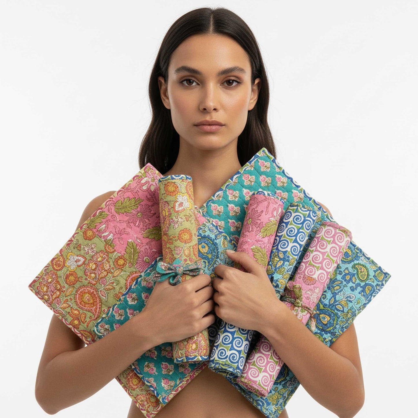 Assorted Design I Reversible Hand Block Print Cotton Placemats Set ( 12 pcs )