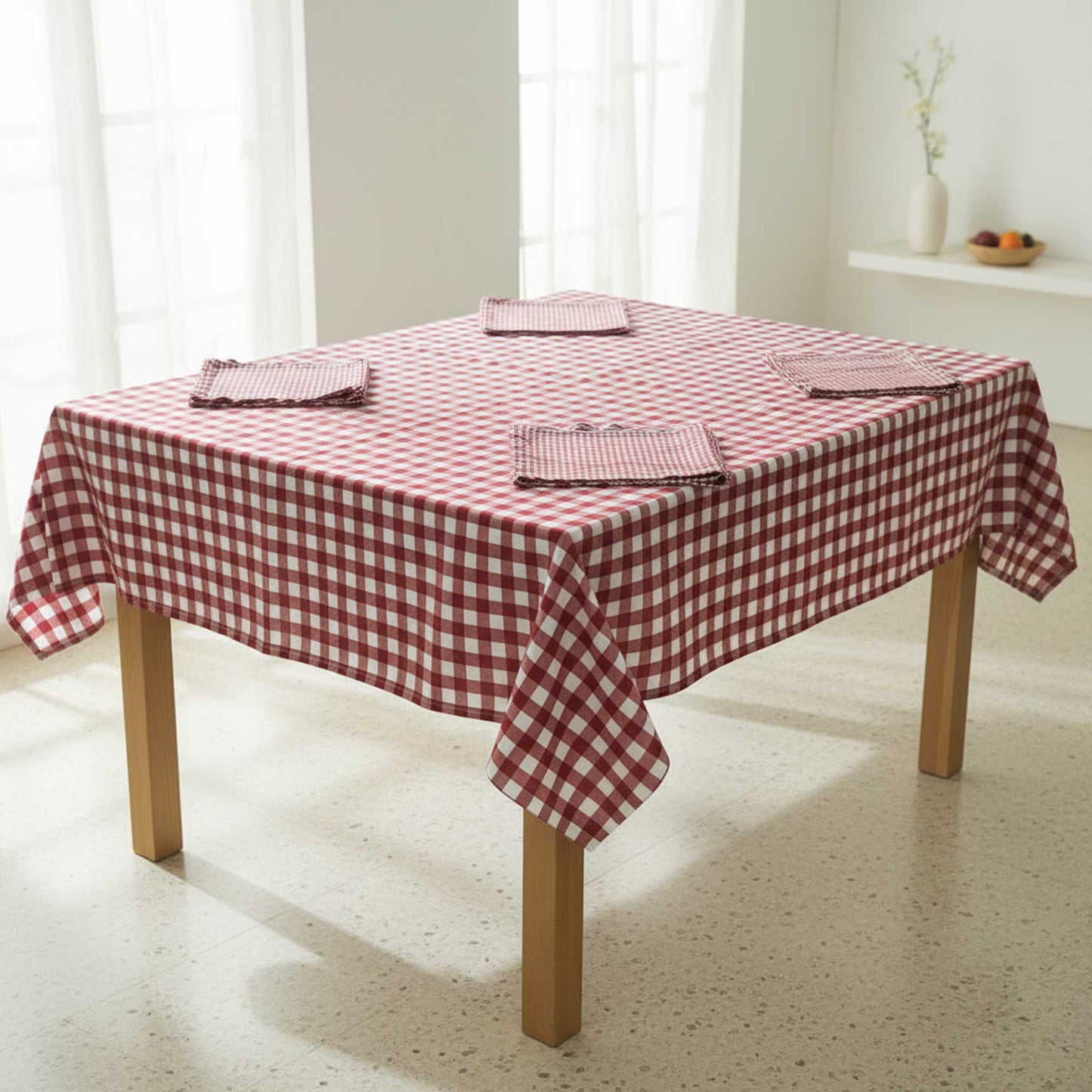 Classic Checkered Square Tablecloth 72" x 72" inches