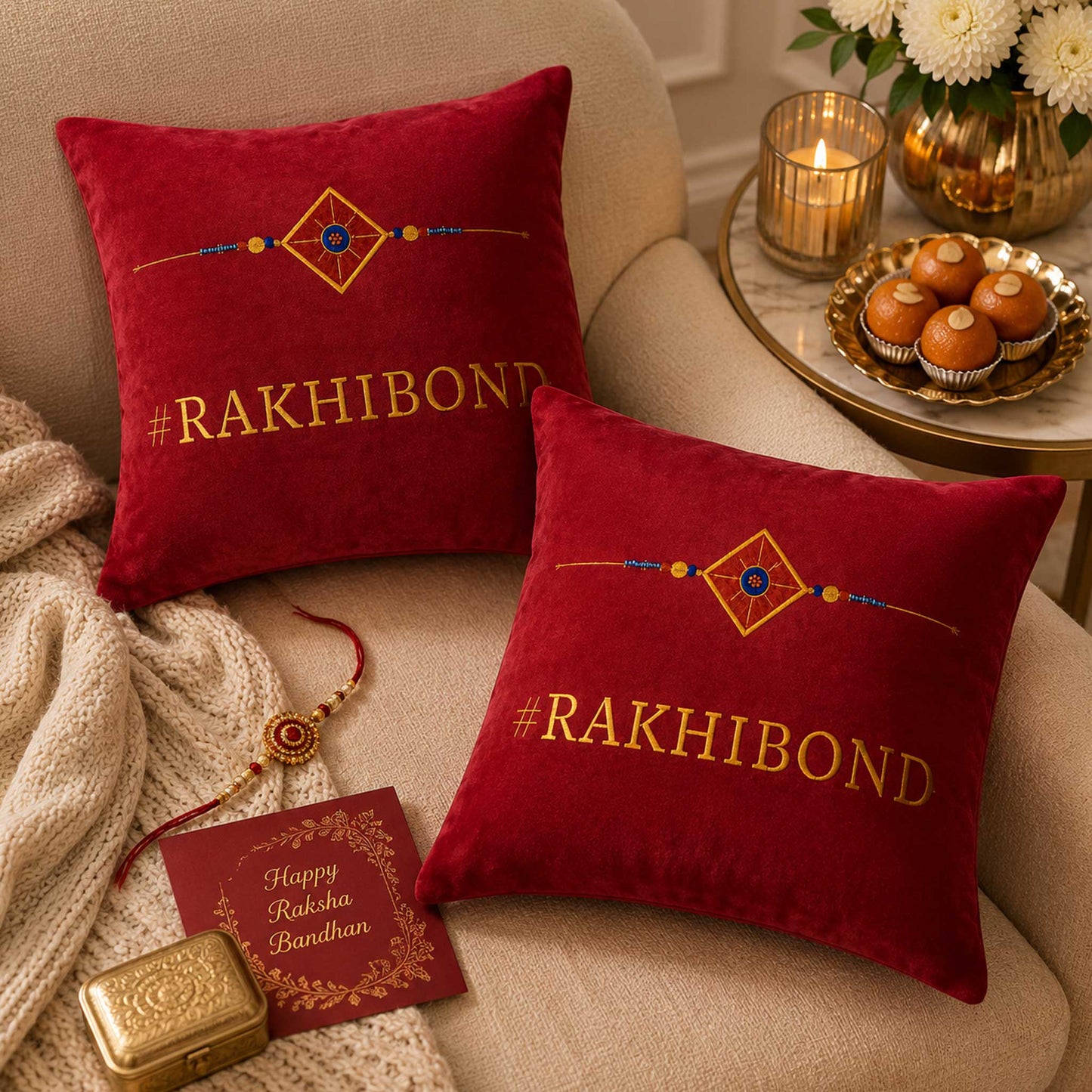 Rakhi Velvet Cushion – Rakhibond