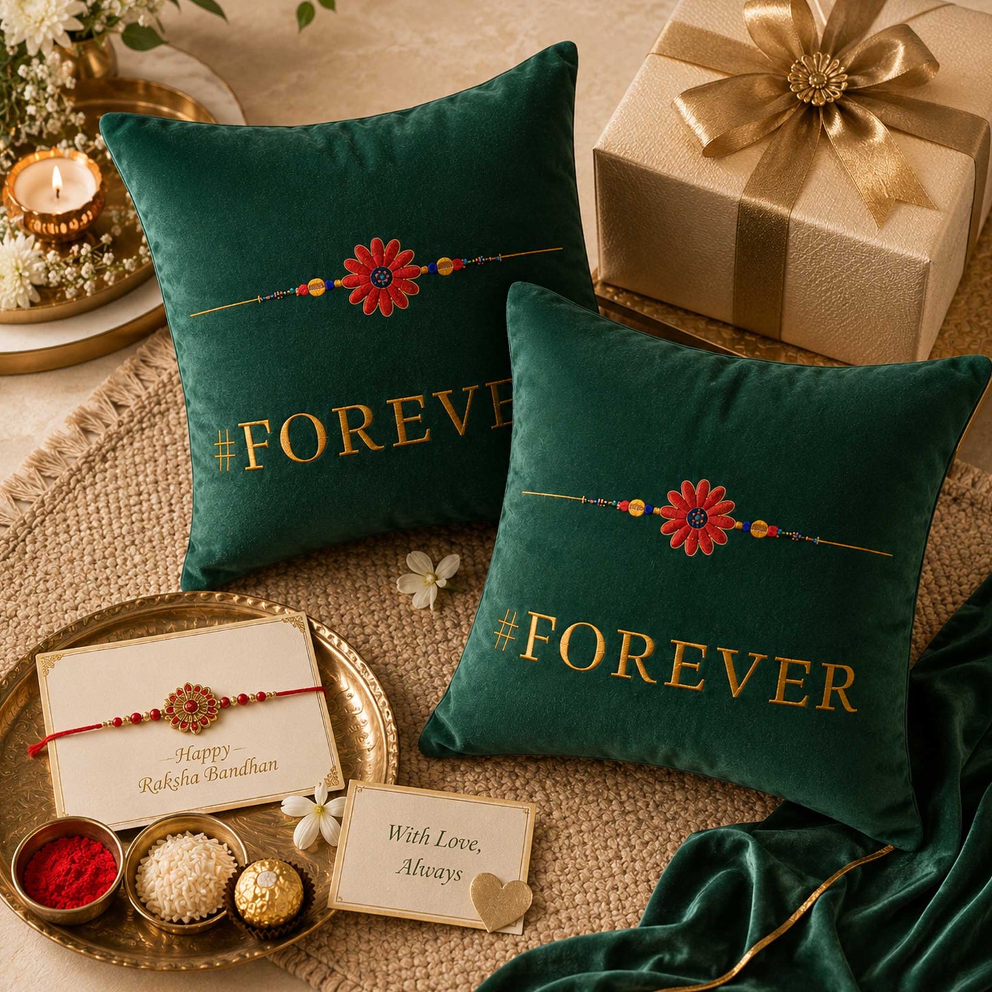 Rakhi Velvet Cushion – Forever