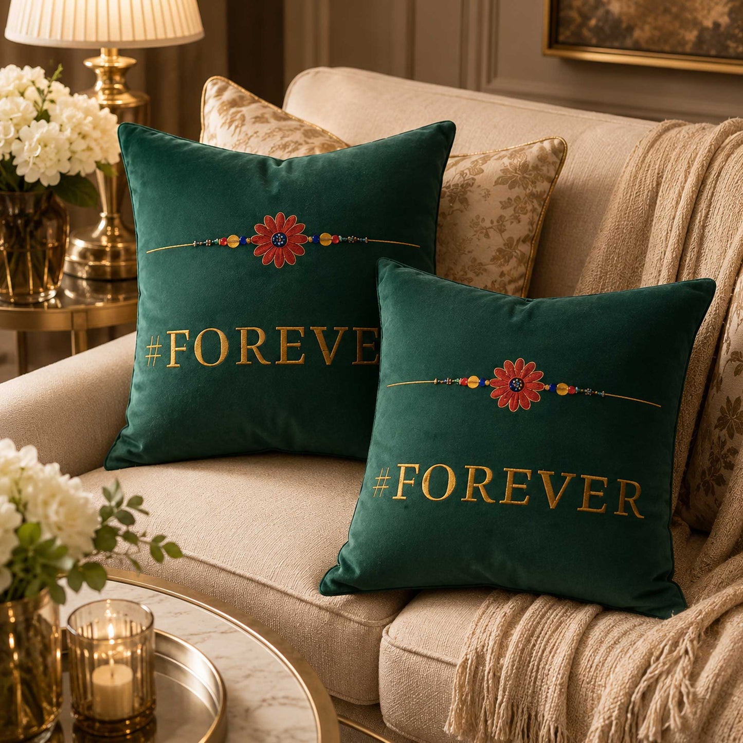 Rakhi Velvet Cushion – Forever