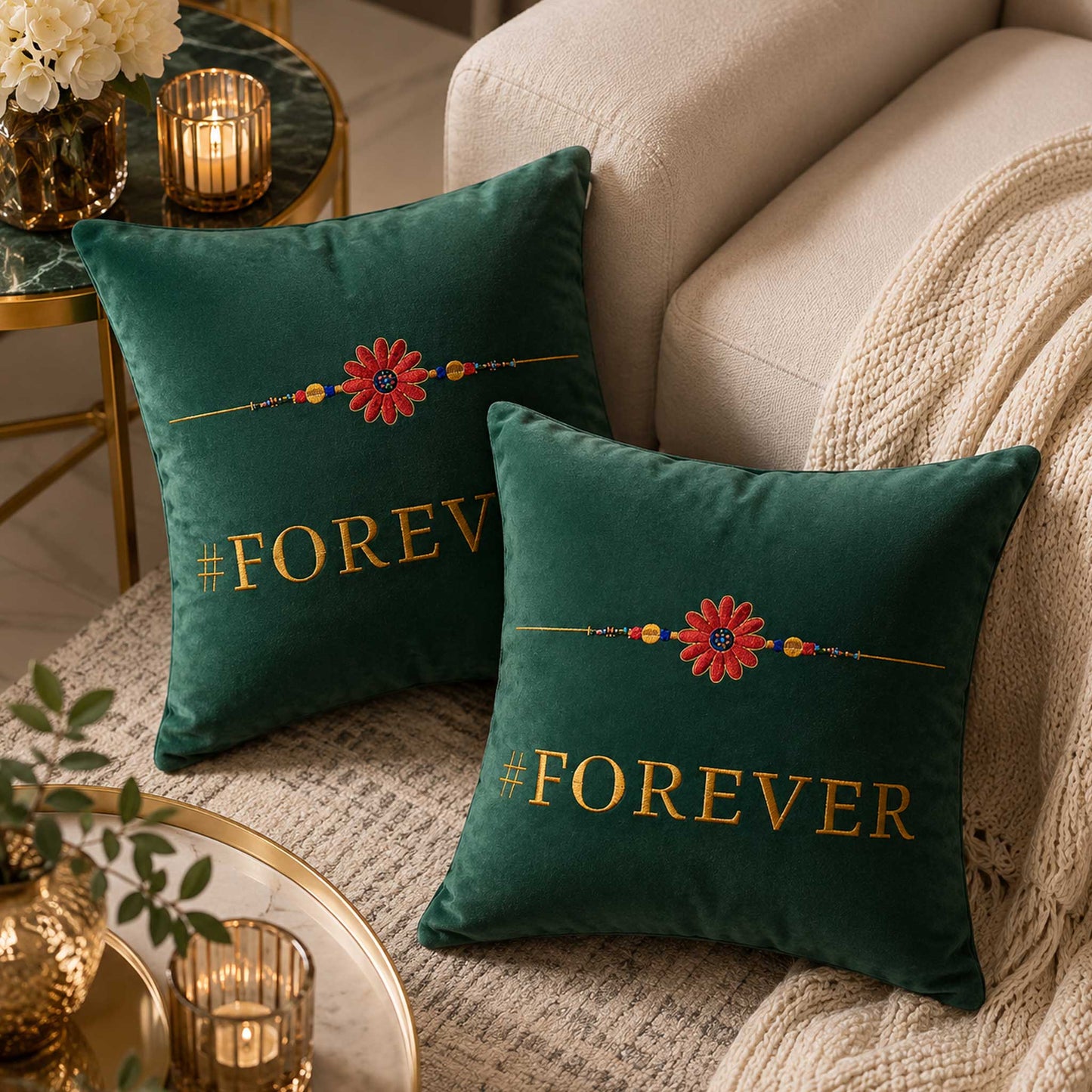 Rakhi Velvet Cushion – Forever