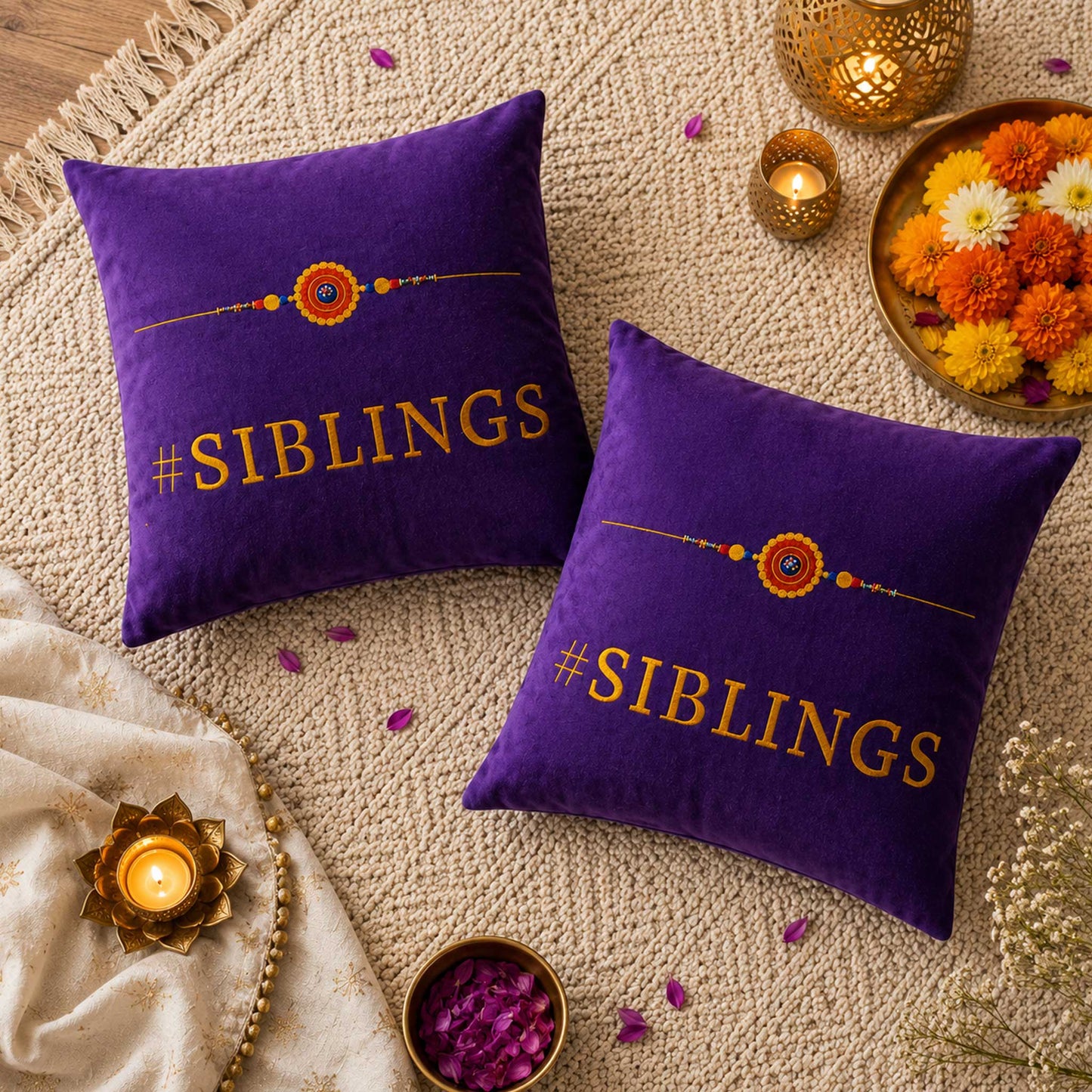 Rakhi Velvet Cushion – Siblings