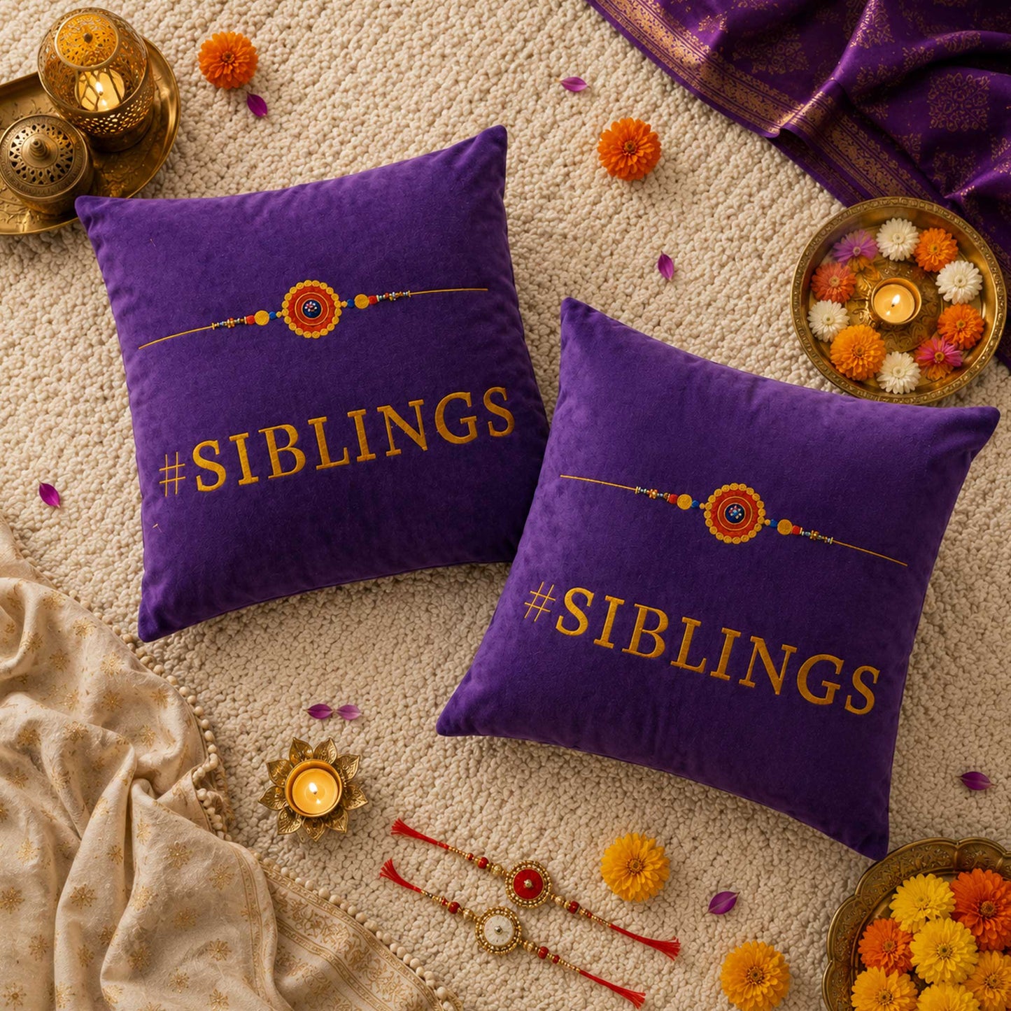 Rakhi Velvet Cushion – Siblings
