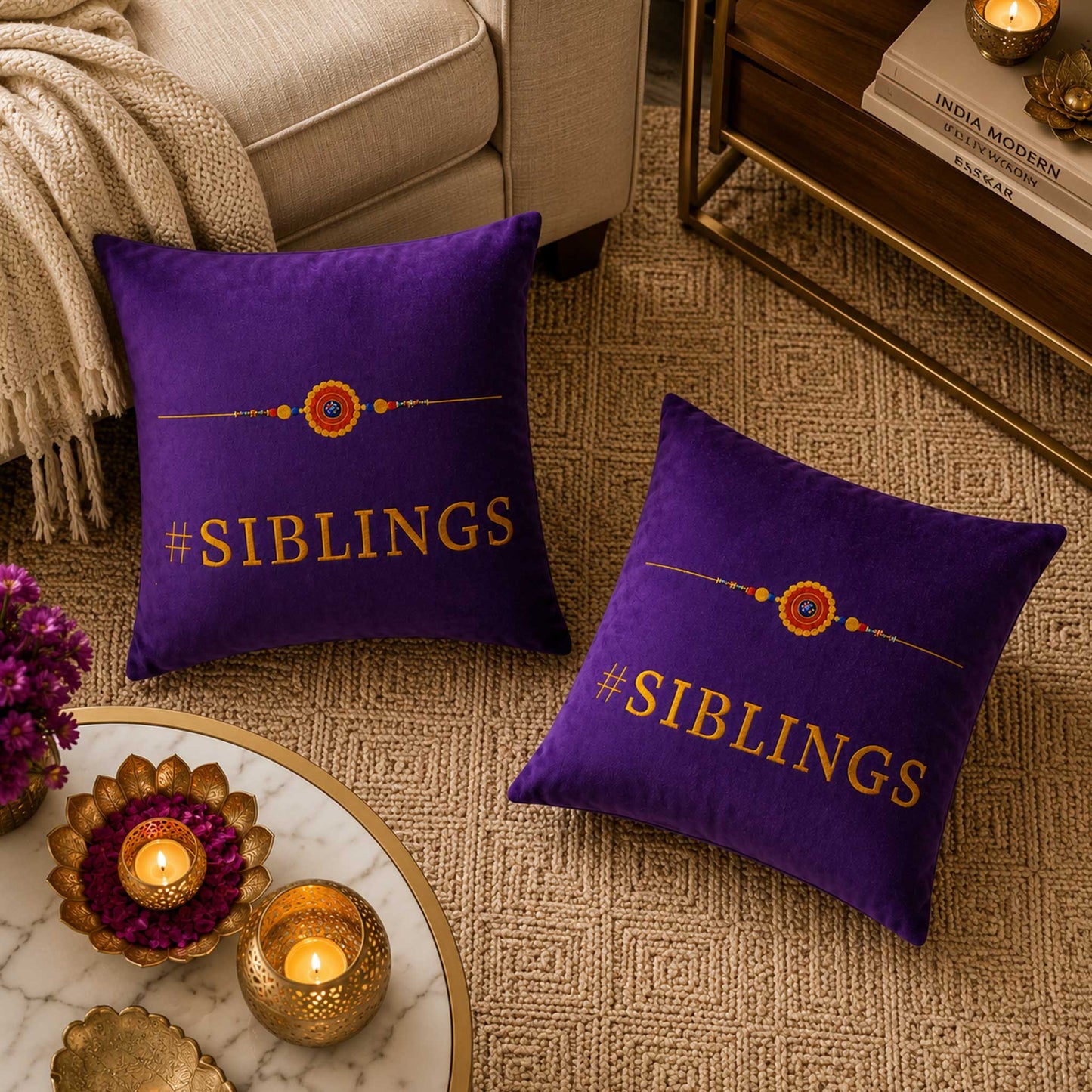 Rakhi Velvet Cushion – Siblings