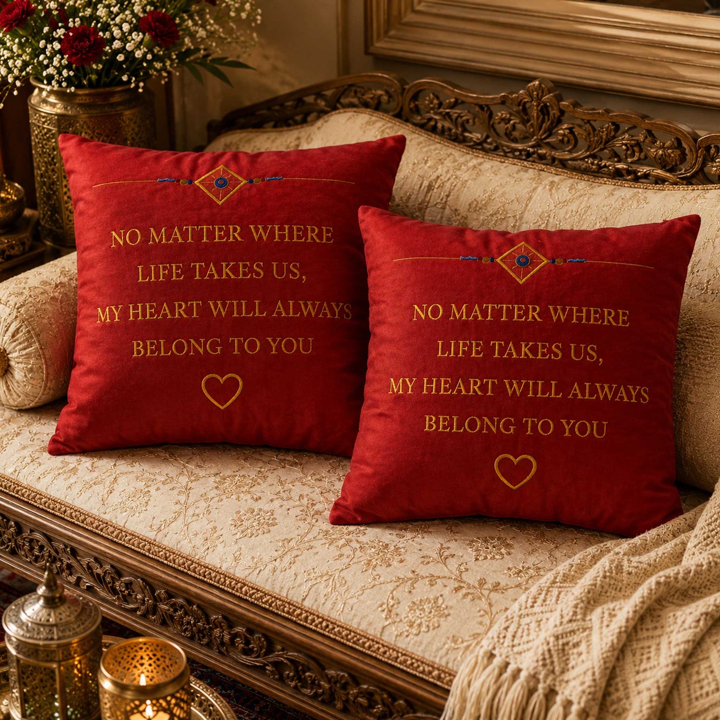 Inspirational Quote Velvet Cushion  – No Matter