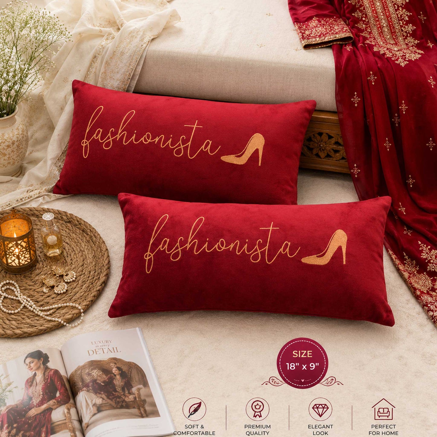 Fashionista Velvet  Cushion with Filler