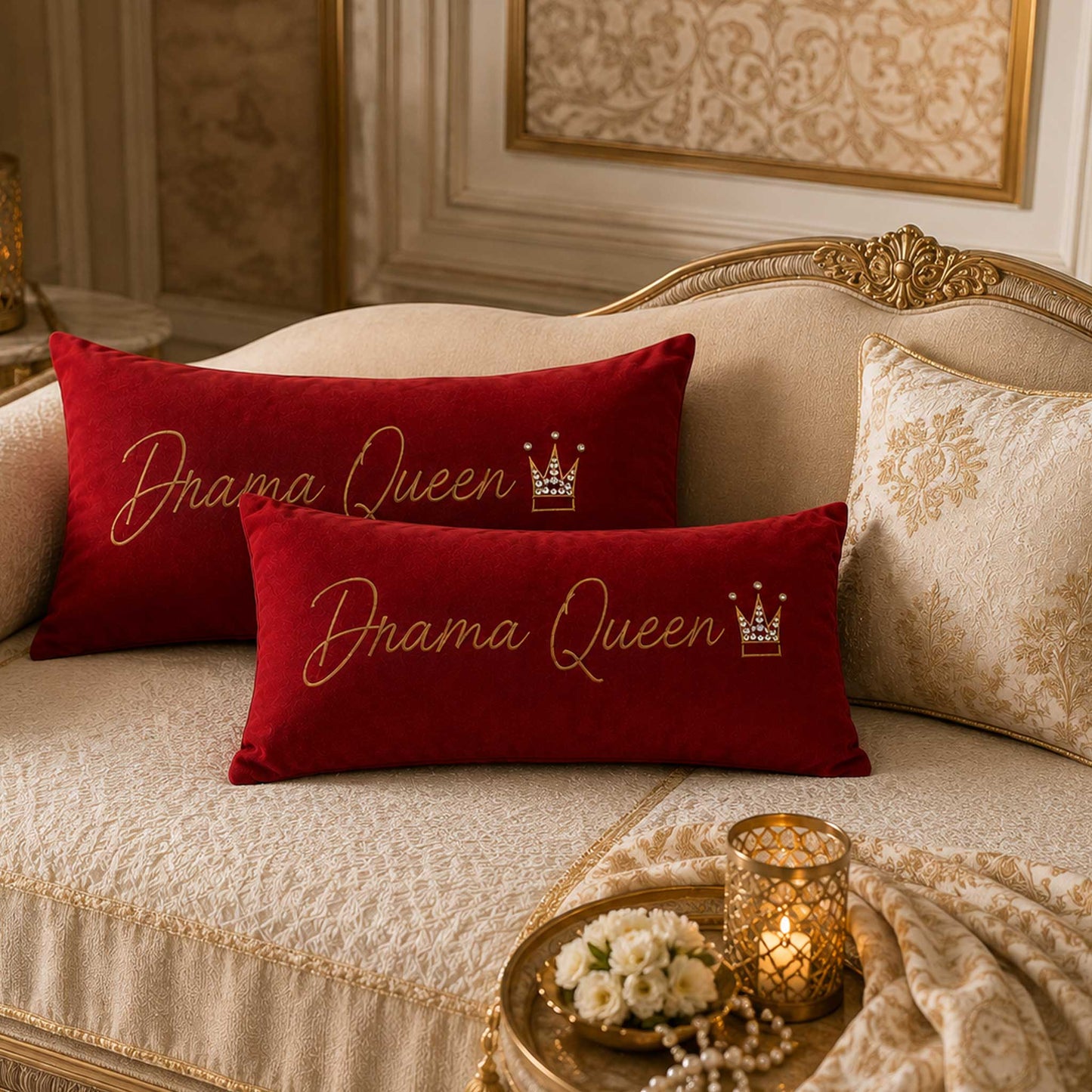 Drama Queen Velvet Cushion with Filler