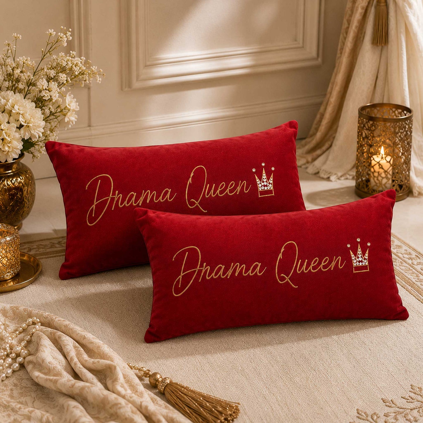 Drama Queen Velvet Cushion with Filler