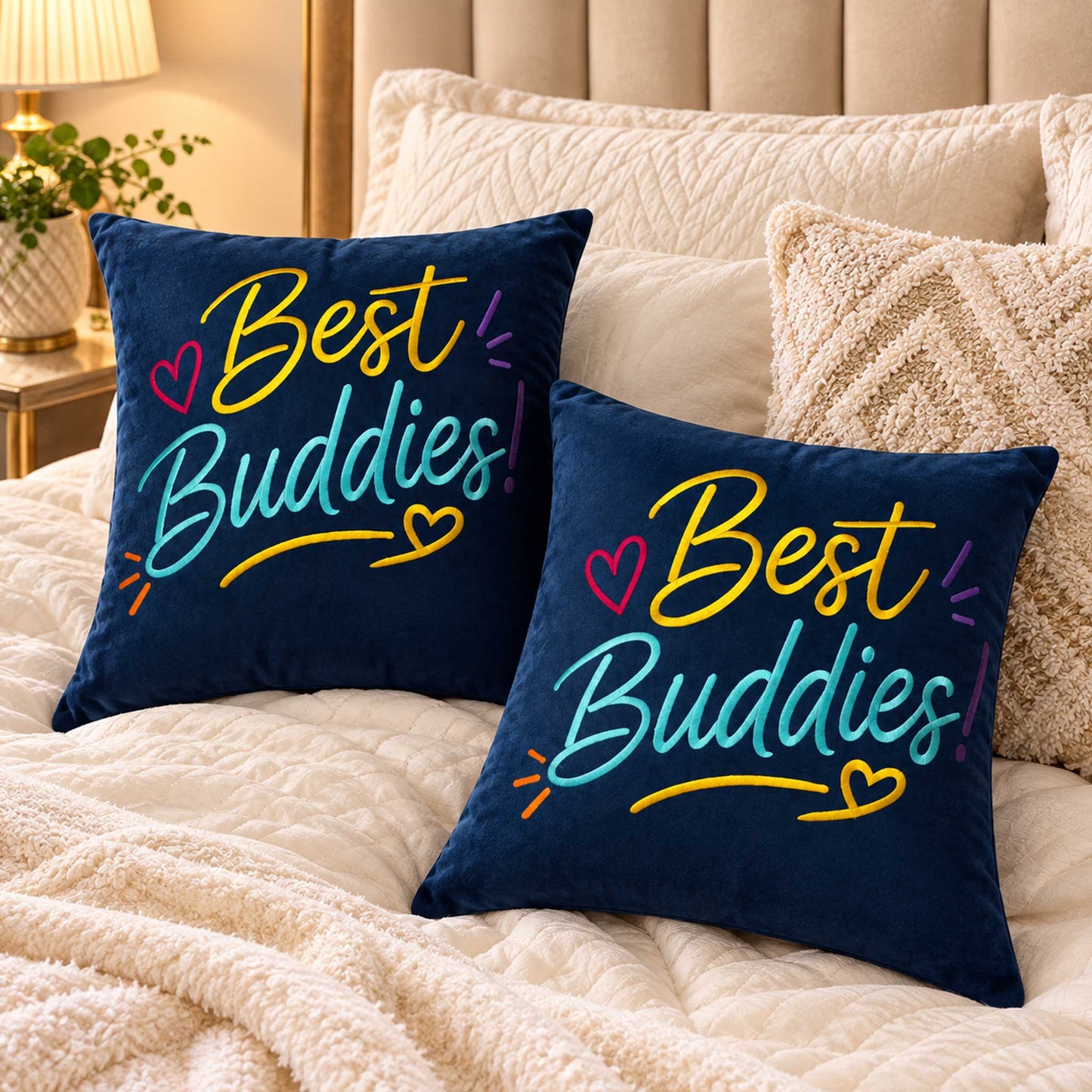 Inspirational Navy Blue Velvet Cushion  – Best Buddies
