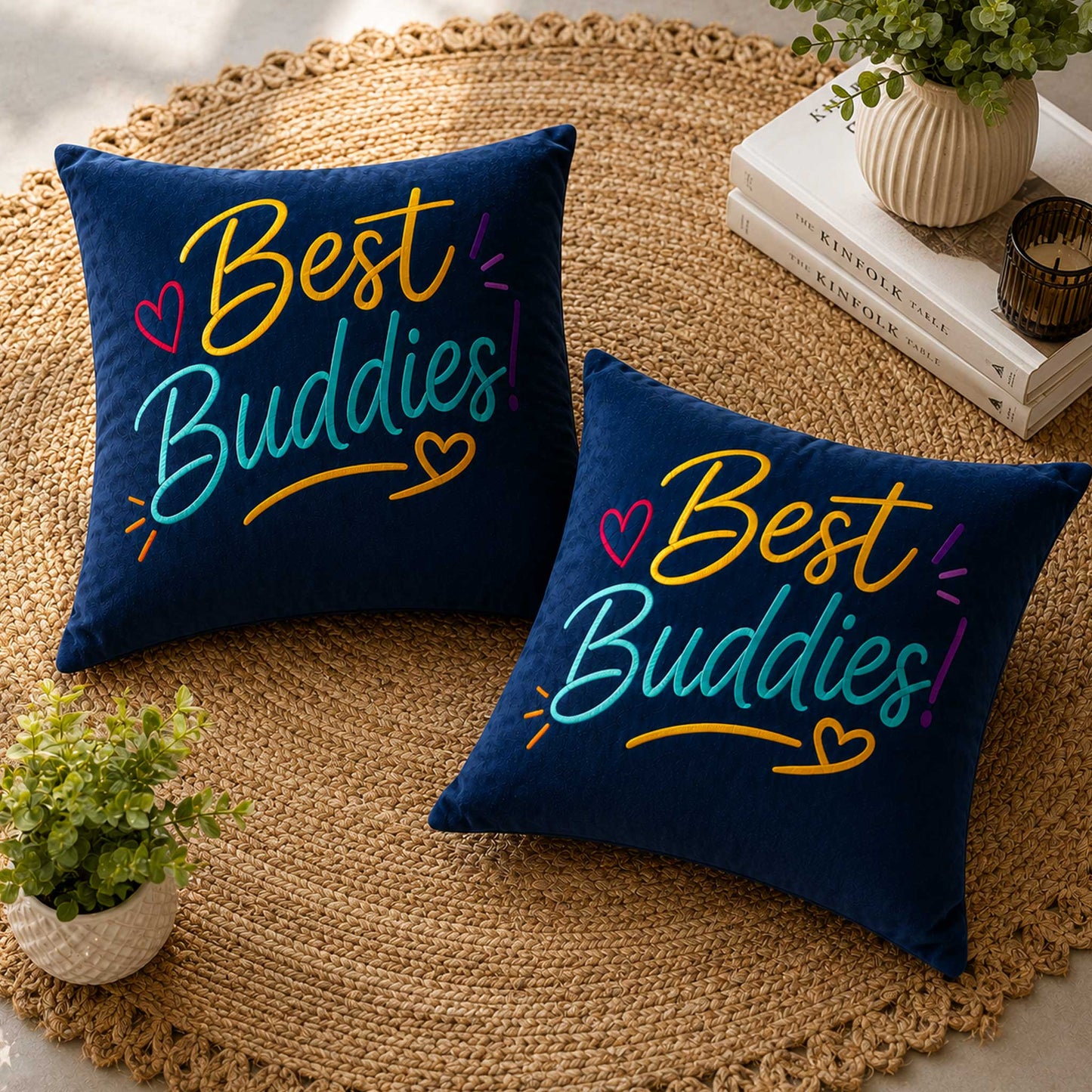 Inspirational Navy Blue Velvet Cushion  – Best Buddies