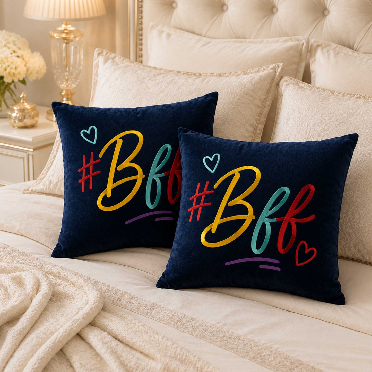 Inspirational Navy Blue Velvet Cushion  – Bff