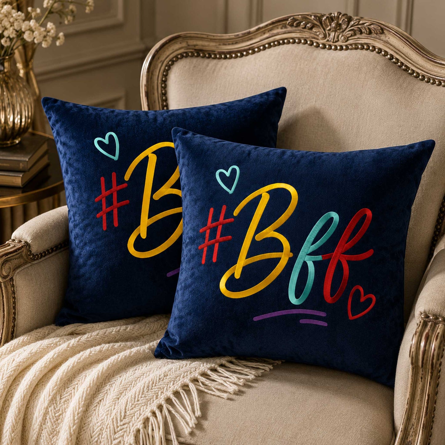 Inspirational Navy Blue Velvet Cushion  – Bff