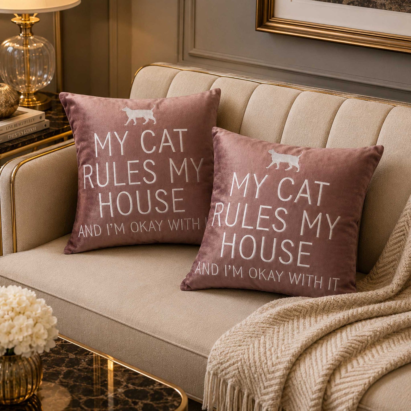 Funny Cat Quote Velvet Cushion