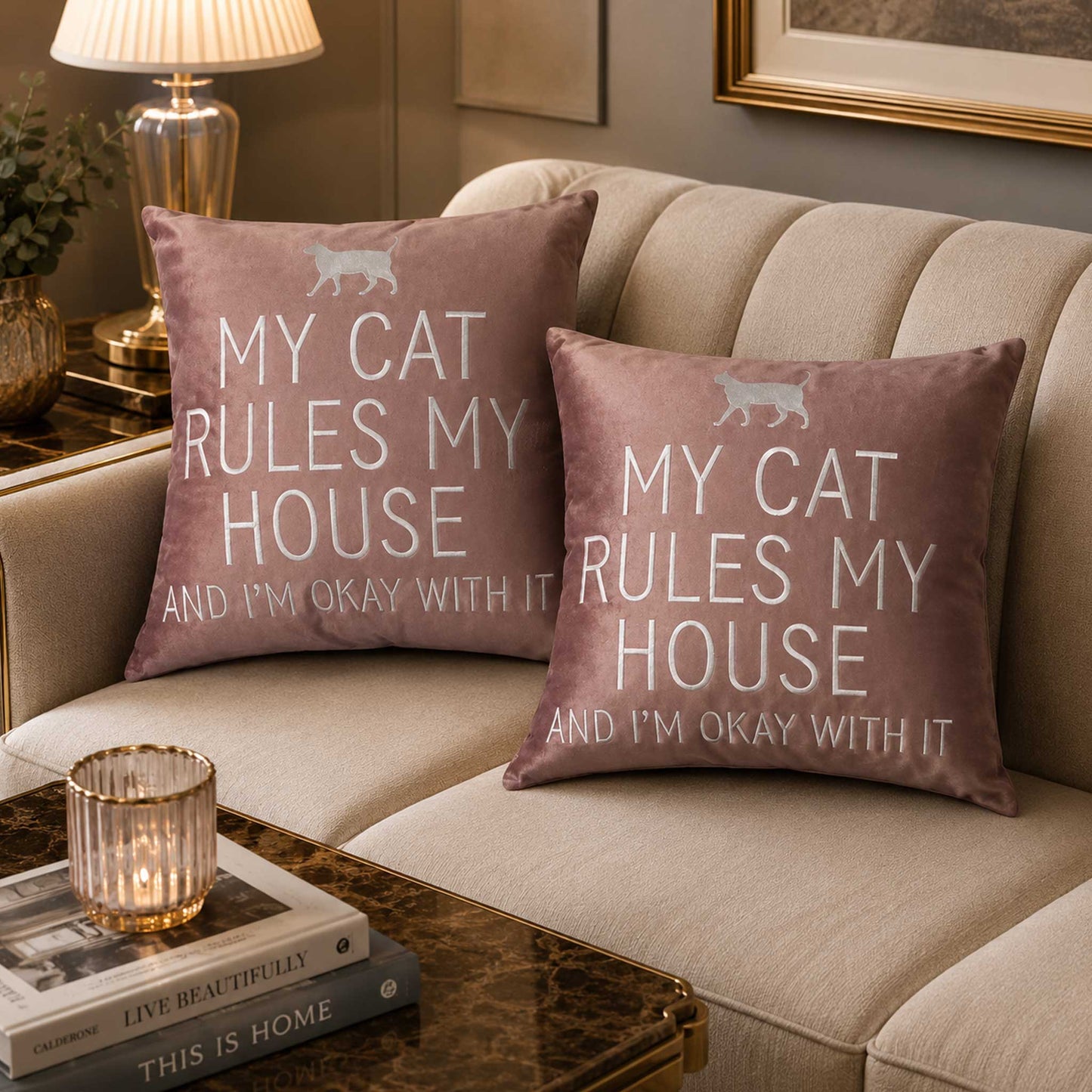 Funny Cat Quote Velvet Cushion