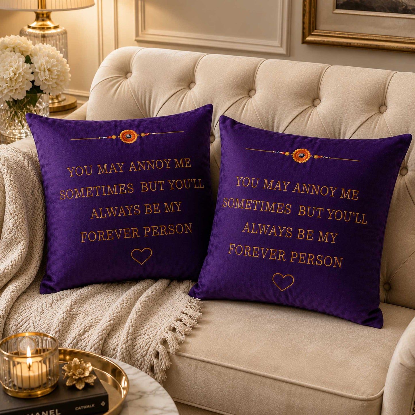Forever Person Velvet Cushion with Filler