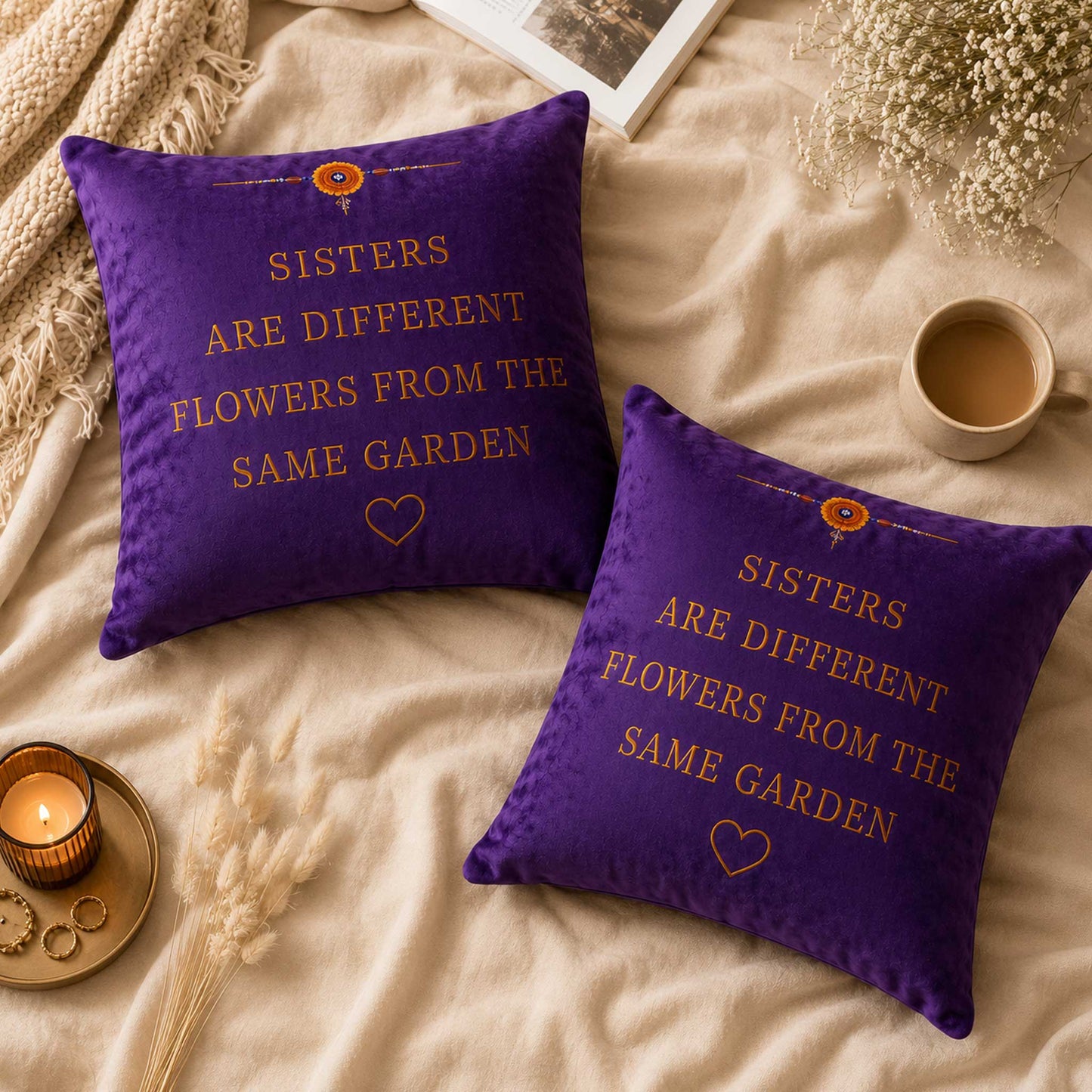 Sisters Garden Velvet Cushion with Filler