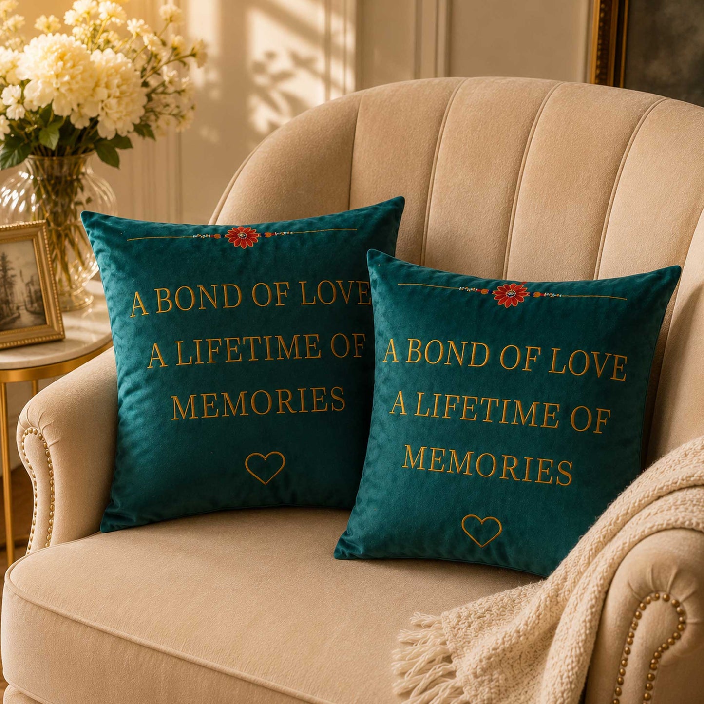 Lifetime Memories Velvet Cushion with Filler