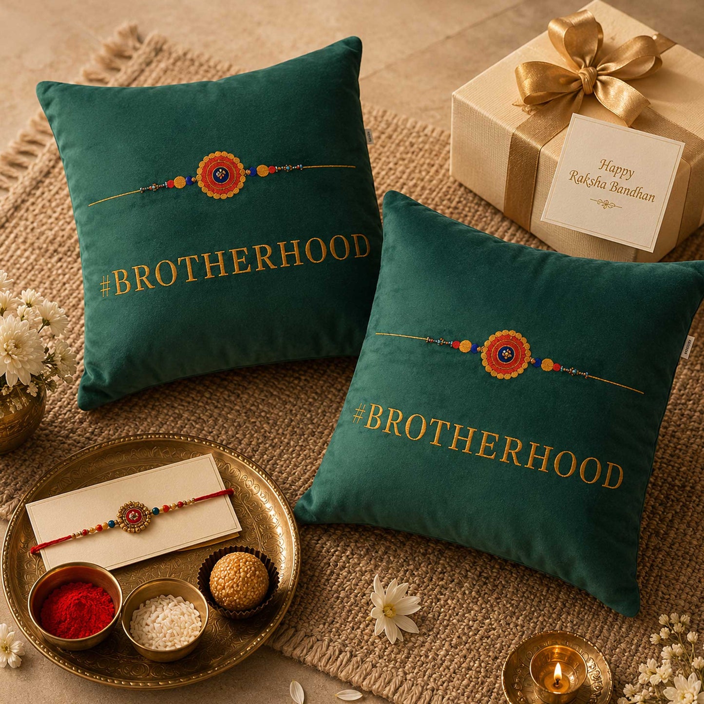 Rakhi Velvet Cushion – Brotherhood