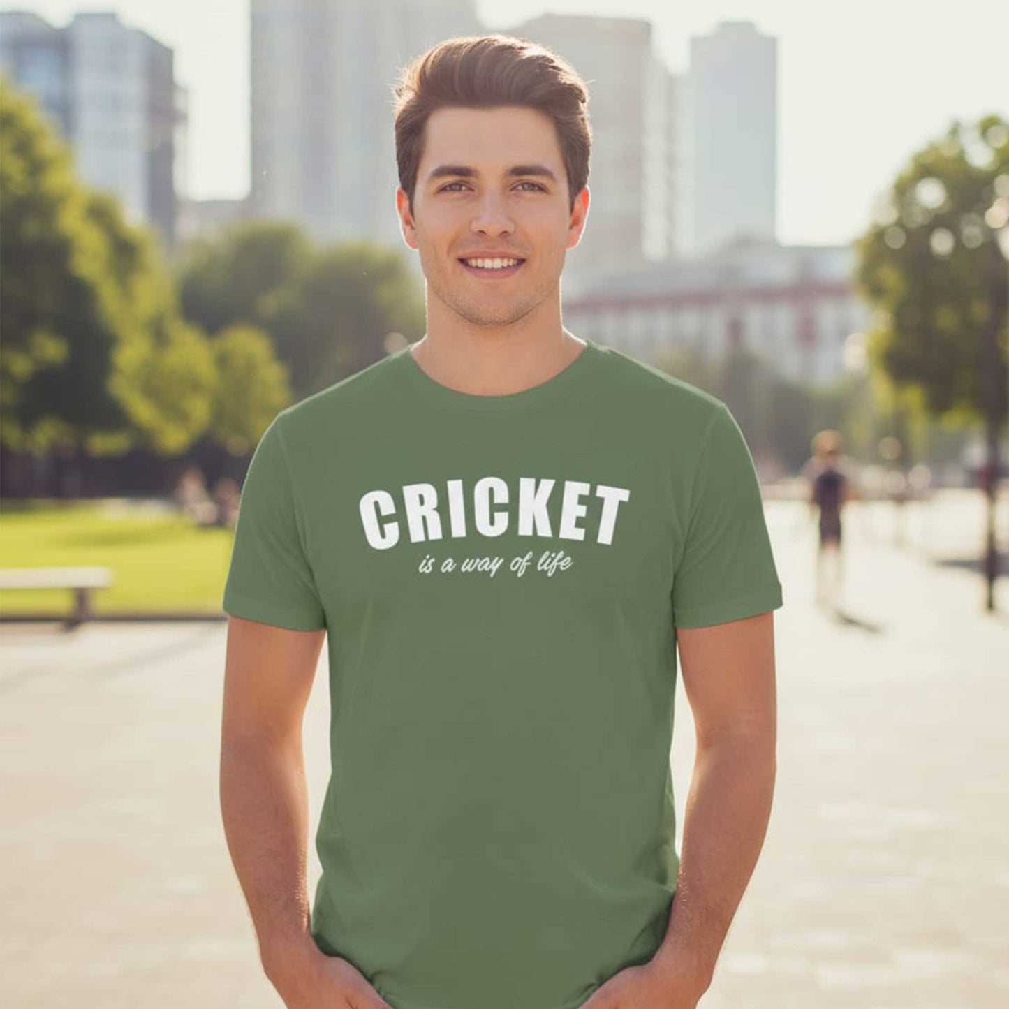 Shastra Sport T-shirt featuring bold “Cricket is way of life.” celebrating the spirit of the game