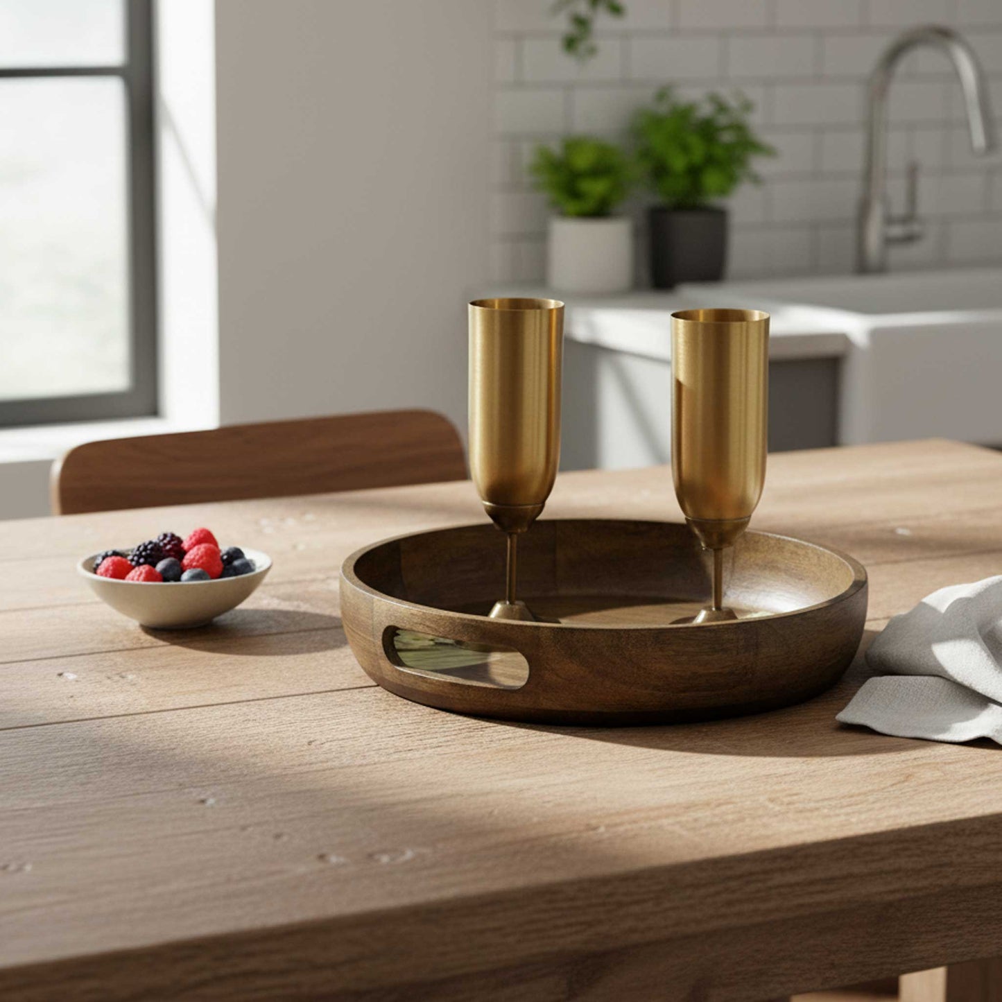 ShastraXellementry Frangipani Circular Wooden Tray