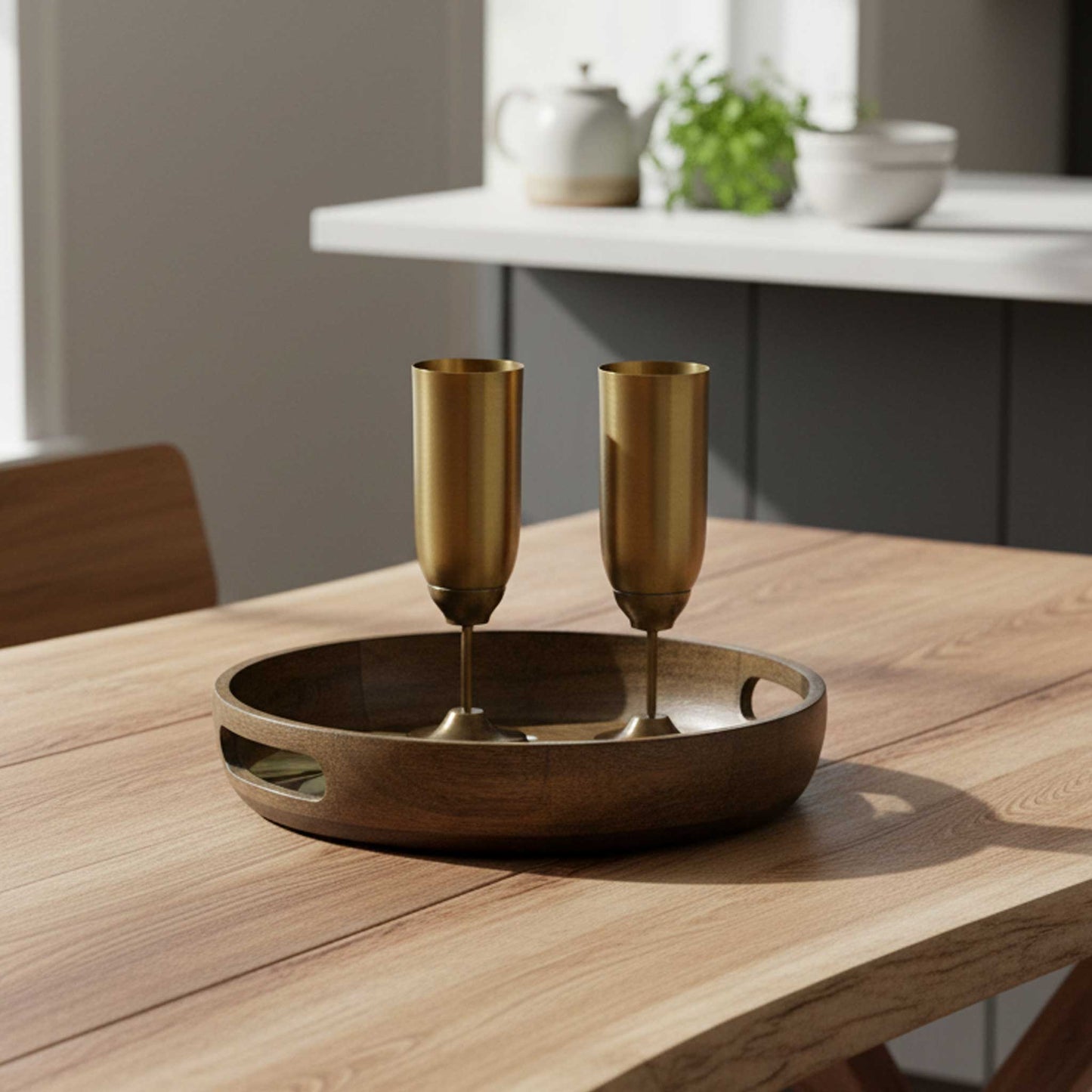 ShastraXellementry Frangipani Circular Wooden Tray